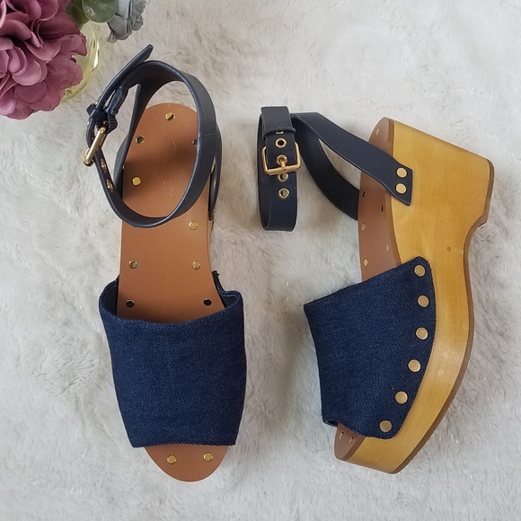 MADEWELL The Anouk Denim Platform Clog Sandals - Picture 2 of 12